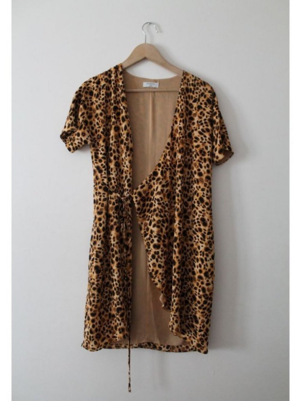 Babaton Wallace Short-sleeve Wrap Dress Raw Sienna Black / Size XS - Picture 4 of 9